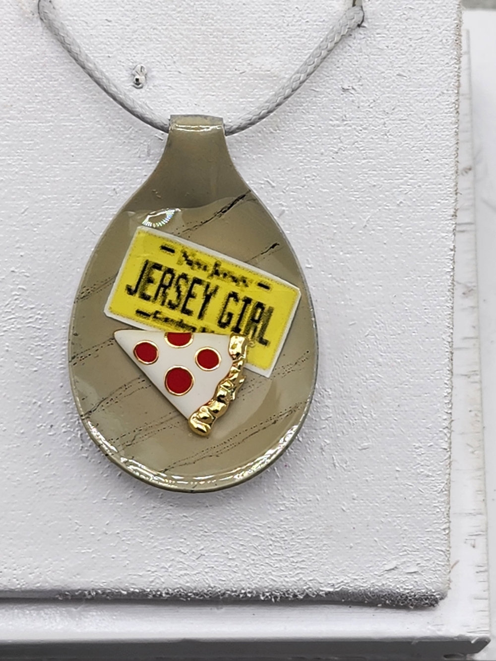 Jersey Girl Pizza Charm Pendant Necklace - Yellow & Red